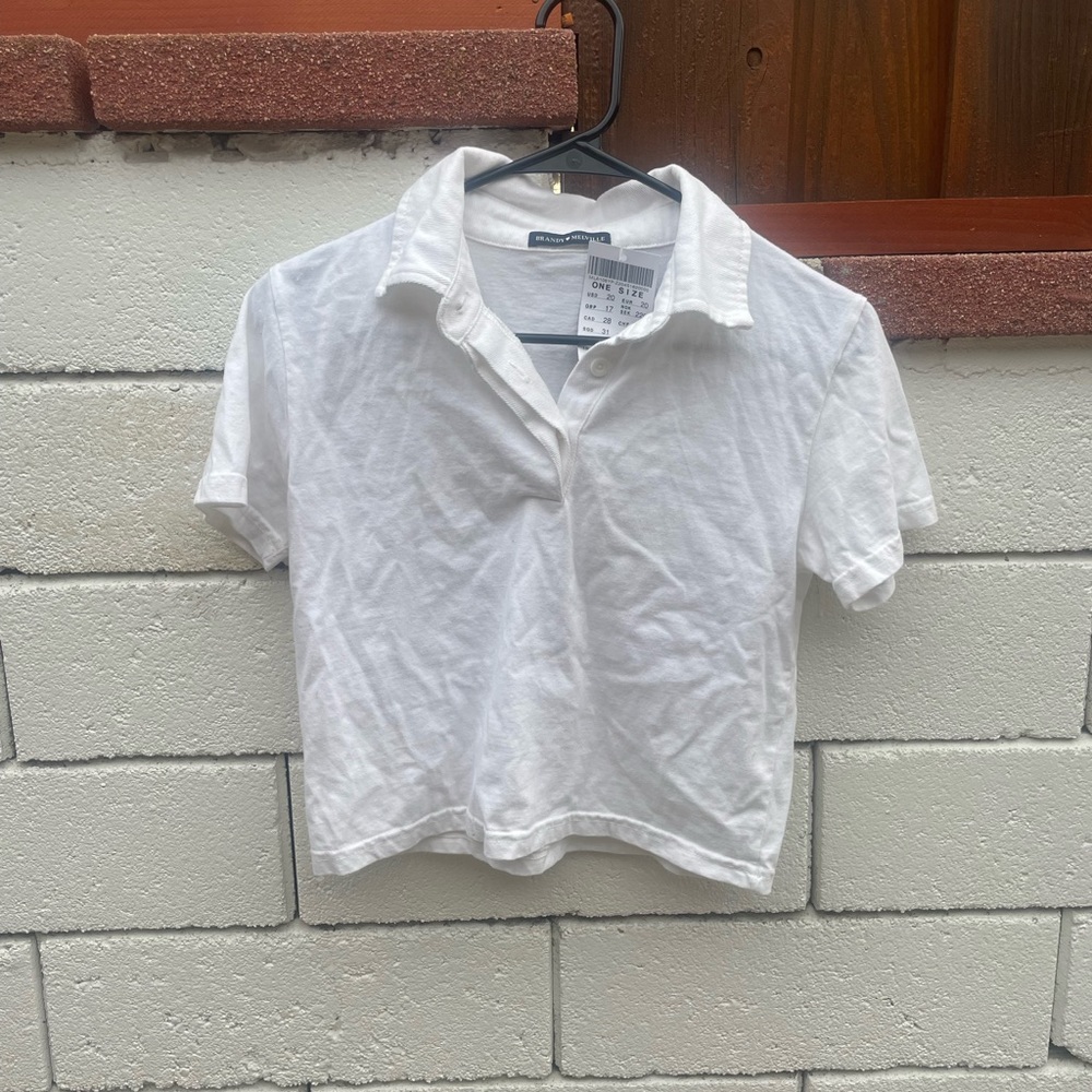 White polo crop top